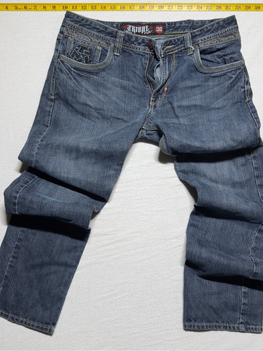 Y2K Tribal Men's Dark Blue Relaxed Denim Jeans